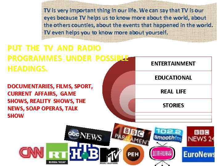 TV is very important thing in our life. We can say that TV is