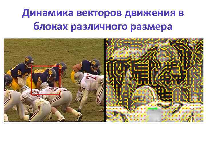 Динамика векторов движения в блоках различного размера 