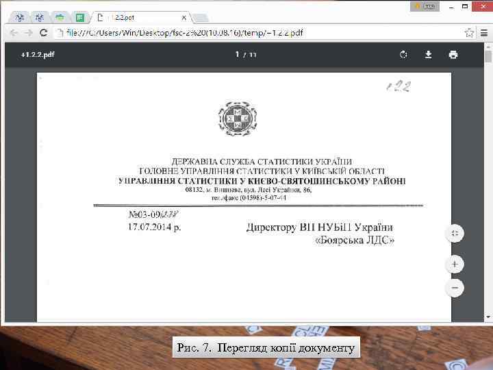 Рис. 7. Перегляд копії документу 