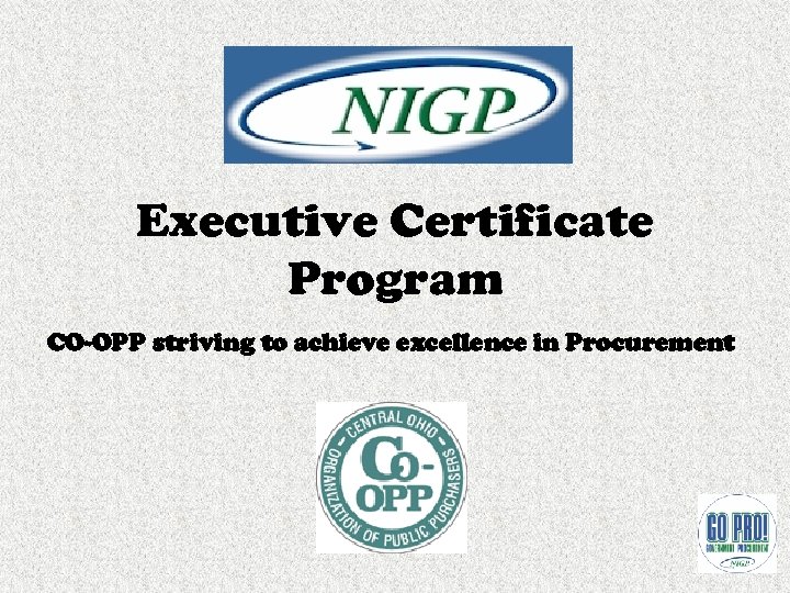 Executive Certificate Program CO-OPP striving to achieve excellence in Procurement 