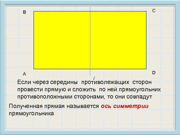 B C A D l Если через середины противолежащих сторон провести прямую и сложить