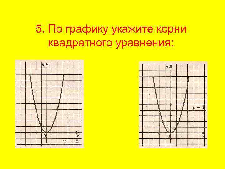 5. По графику укажите корни квадратного уравнения: 