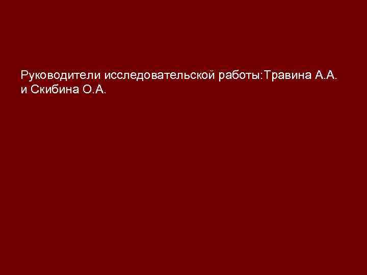 Руководители исследовательской работы: Травина А. А. и Скибина О. А. 