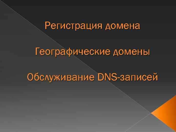 Регистрация домена Географические домены Обслуживание DNS-записей 