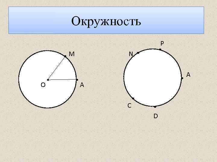 Окружность P М N A О А C D 