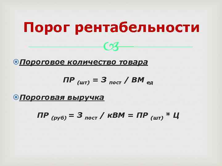 Порог рентабельности