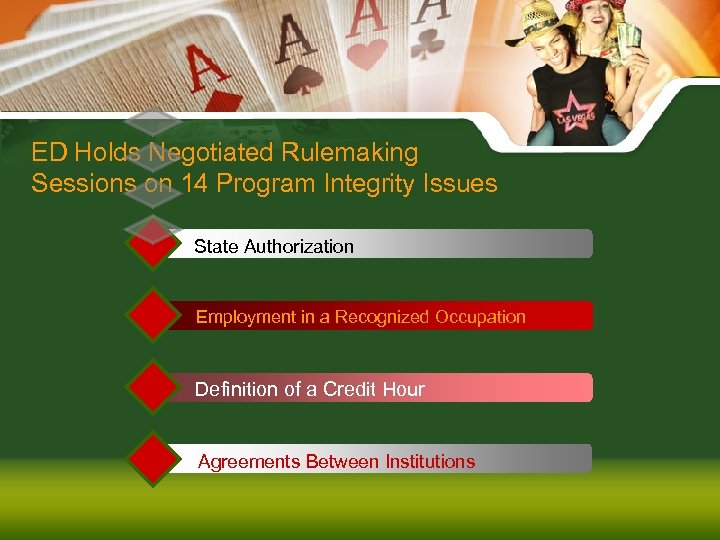 ED Holds Negotiated Rulemaking Sessions on 14 Program Integrity Issues State Authorization Employment in