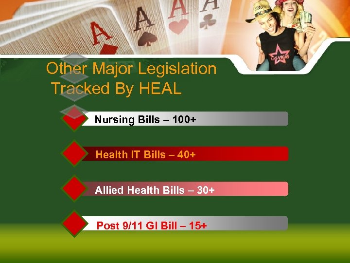 Other Major Legislation Tracked By HEAL Nursing Bills – 100+ Health IT Bills –