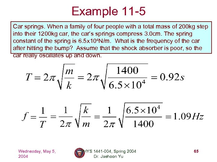 Example 11 -5 Car springs. When a family of four people with a total
