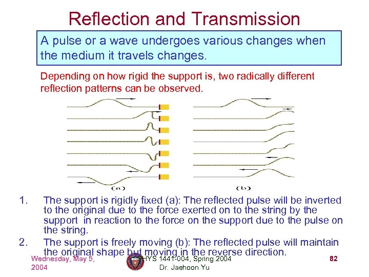Reflection and Transmission A pulse or a wave undergoes various changes when the medium
