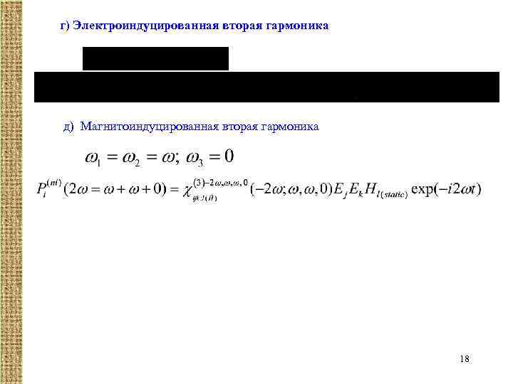 г) Электроиндуцированная вторая гармоника д) Магнитоиндуцированная вторая гармоника 18 