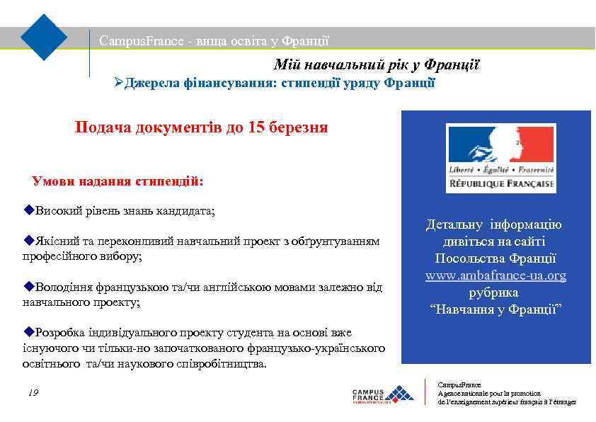 Campus. France - вища освіта у Франції Мій навчальний рік у Франції Джерела фінансування