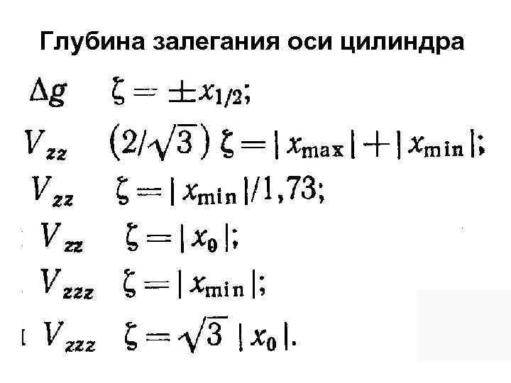 Глубина залегания оси цилиндра 
