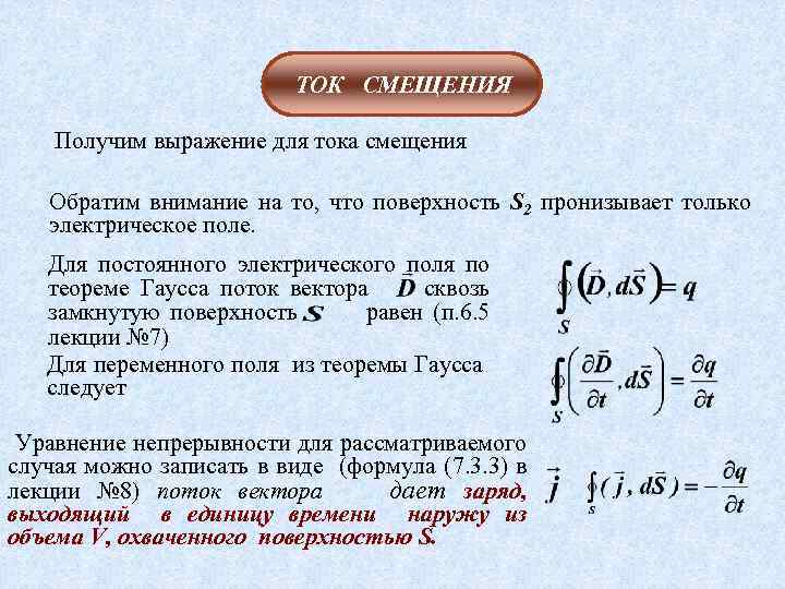 Плотность тока смещения в вакууме