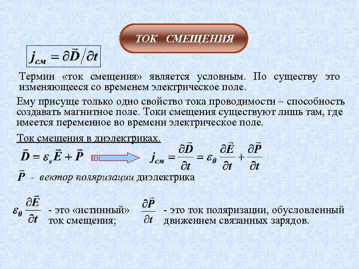 Плотность тока смещения в вакууме