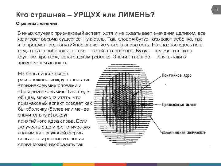 Кто страшнее – УРЩУХ или ЛИМЕНЬ? Строение значения В иных случаях признаковый аспект, хотя