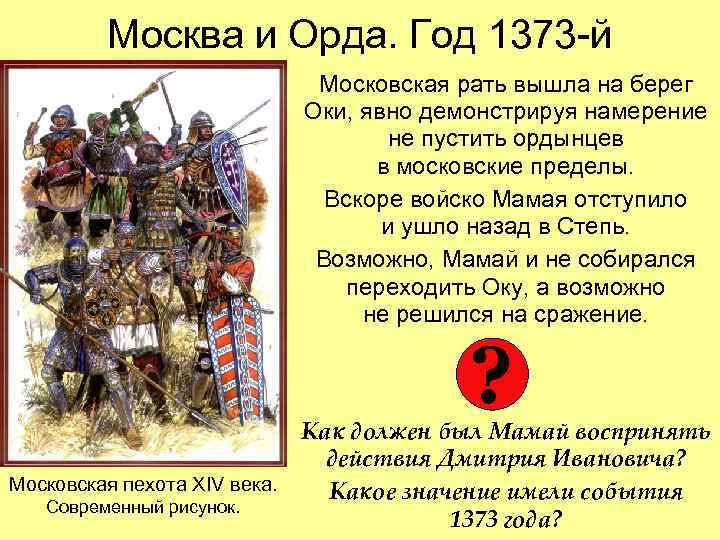 Москва и Орда. Год 1373 -й Московская рать вышла на берег Оки, явно демонстрируя