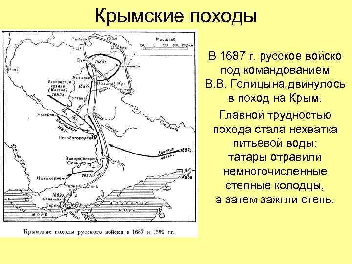 Крымские походы В 1687 г. русское войско под командованием В. В. Голицына двинулось в
