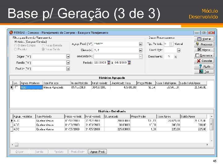 Base p/ Geração (3 de 3) Módulo Desenvolvido 45 