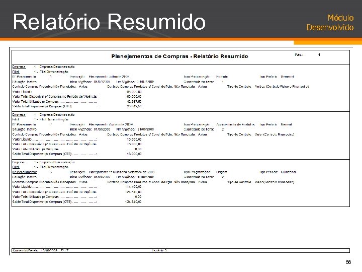 Relatório Resumido Módulo Desenvolvido 56 