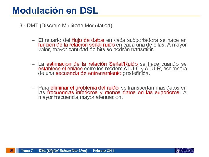 Modulación en DSL 3. - DMT (Discrete Multitone Modulation) – El reparto del flujo