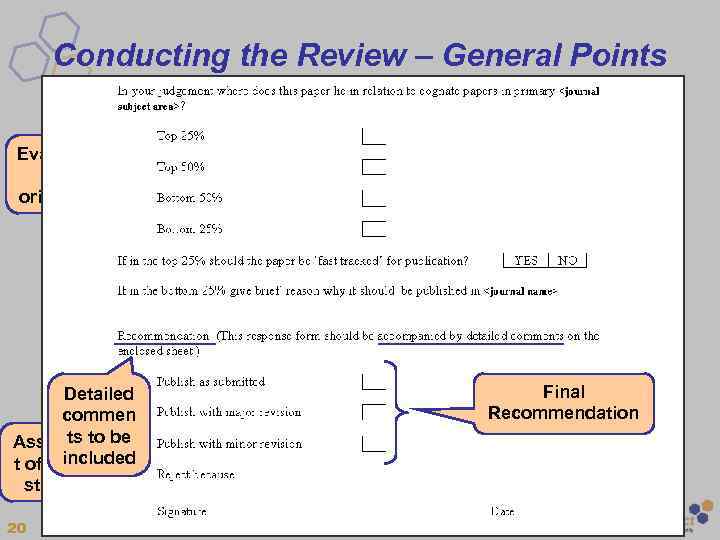 Conducting the Review – General Points • Contact your Editor if you have questions