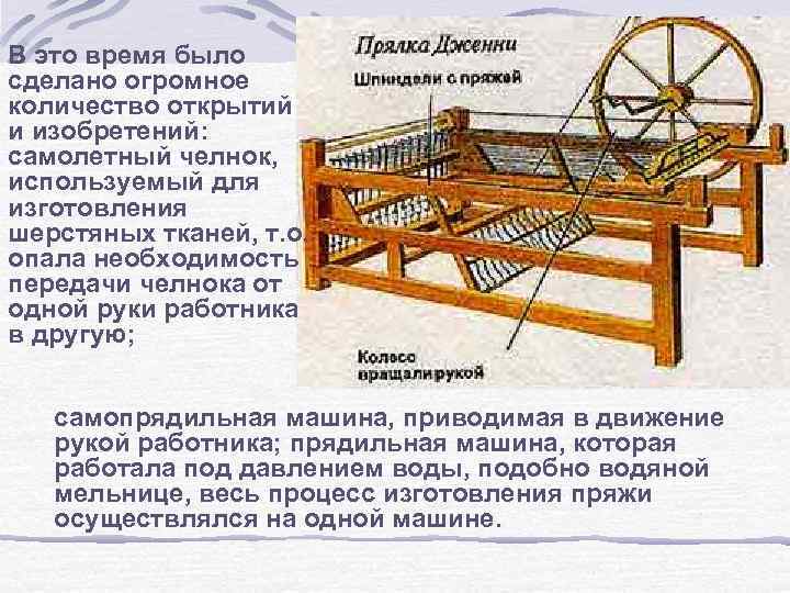 В это время было сделано огромное количество открытий и изобретений: самолетный челнок, используемый для