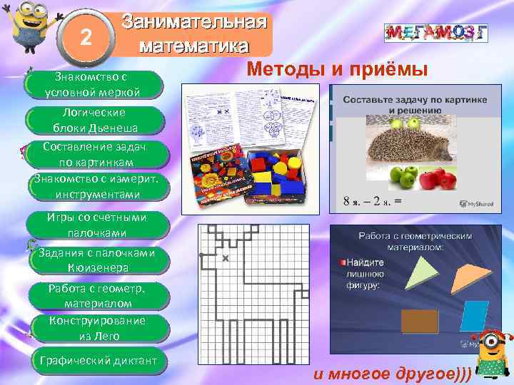 Занимательная 2 математика Методы и приёмы Знакомство с условной меркой Логические блоки Дьенеша Составление