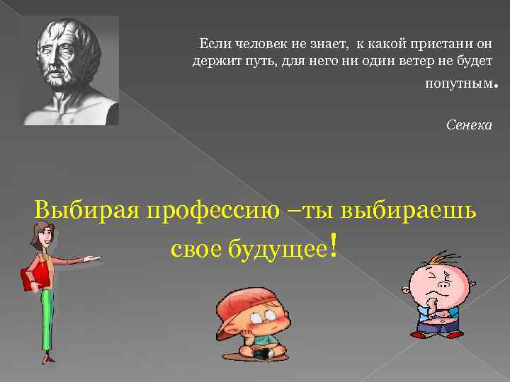 Если человек не знает, к какой пристани он держит путь, для него ни один