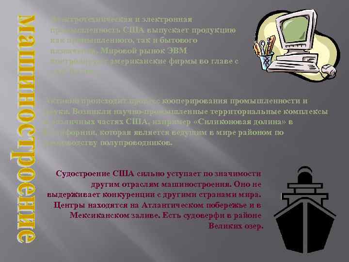 Электротехническая и электронная промышленность США выпускает продукцию как промышленного, так и бытового назначения. Мировой