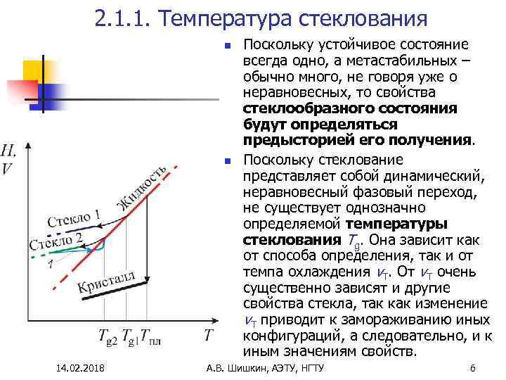 2. 1. 1. Температура стеклования n n 14. 02. 2018 Поскольку устойчивое состояние всегда