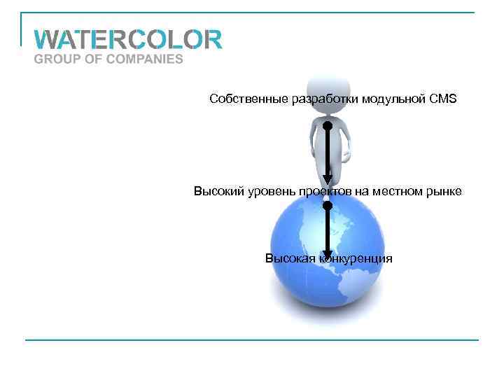 Собственные разработки модульной CMS Высокий уровень проектов на местном рынке Высокая конкуренция 