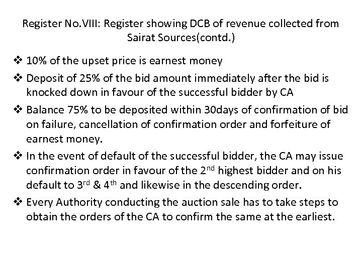 Register No. VIII: Register showing DCB of revenue collected from Sairat Sources(contd. ) v