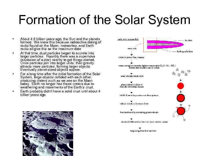 Formation of the Solar System • • About 4. 6 billion years ago, the