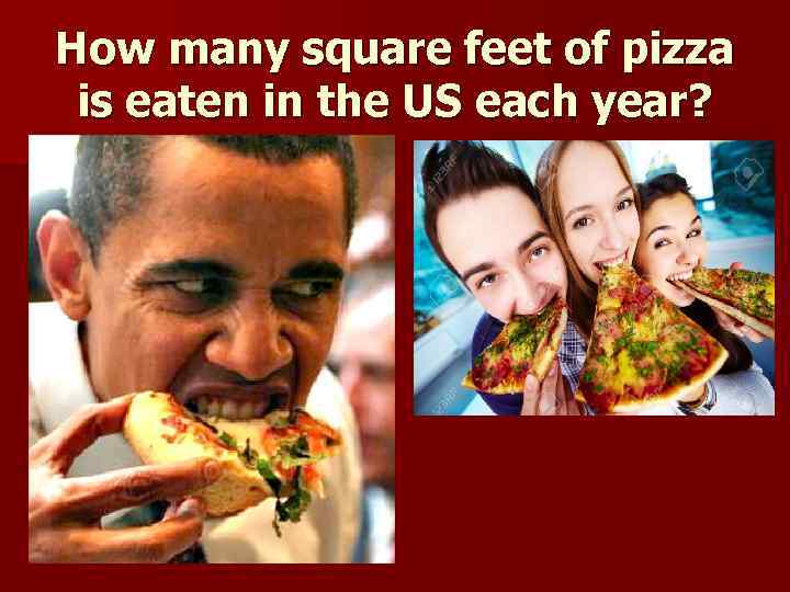 How many square feet of pizza is eaten in the US each year? 