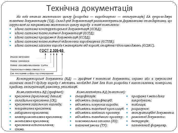 Технічна документація На всіх етапах життєвого циклу (розробка — виробництво — експлуатація) ЕА супроводжує