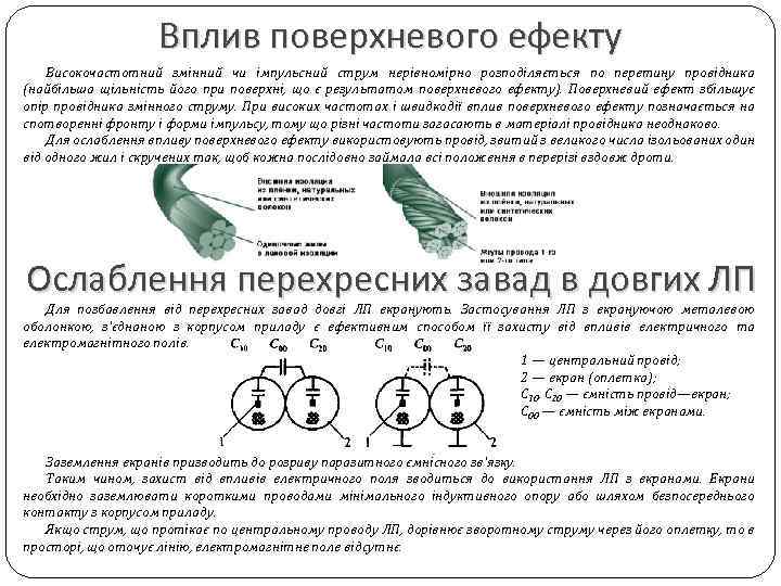 Вплив поверхневого ефекту Високочастотний змінний чи імпульсний струм нерівномірно розподіляється по перетину провідника (найбільша