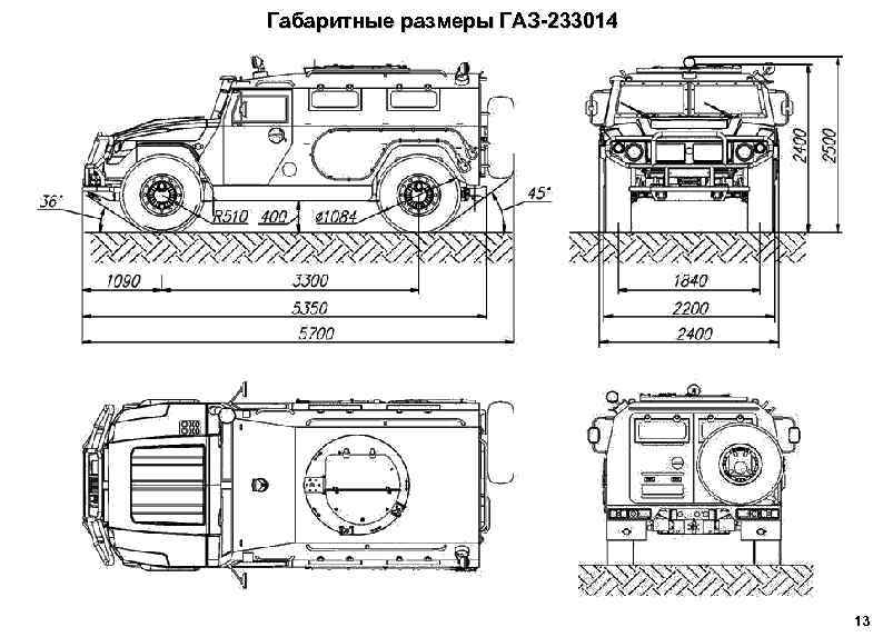 Габаритные размеры ГАЗ-233014 13 