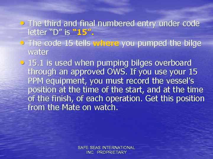  • The third and final numbered entry under code • • letter “D”