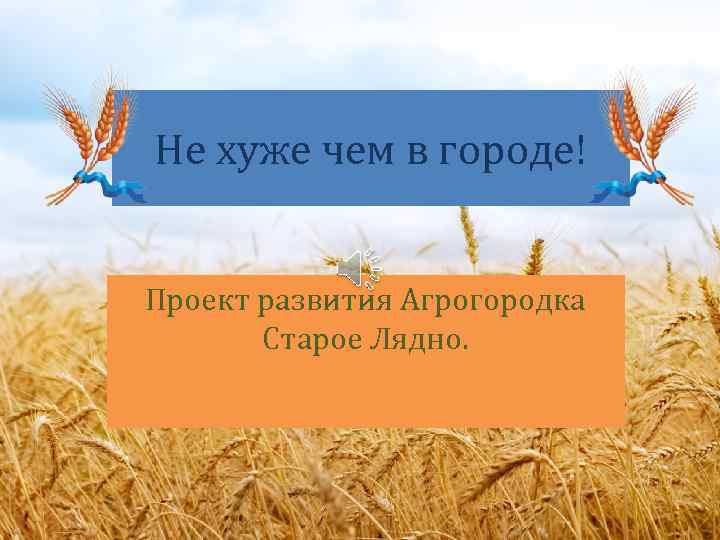 Не хуже чем в городе! Проект развития Агрогородка Старое Лядно. 