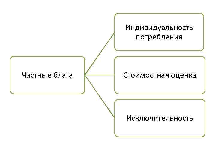 Индивидуальность потребления Частные блага Стоимостная оценка Исключительность 