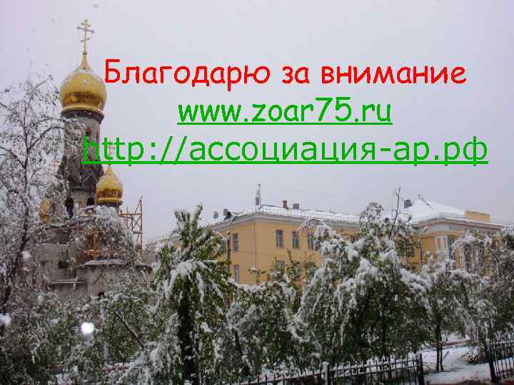 Благодарю за внимание www. zoar 75. ru http: //ассоциация-ар. рф 36 