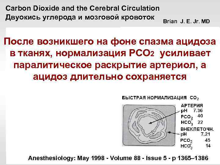 Carbon Dioxide and the Cerebral Circulation Двуокись углерода и мозговой кровоток Brian J. E.