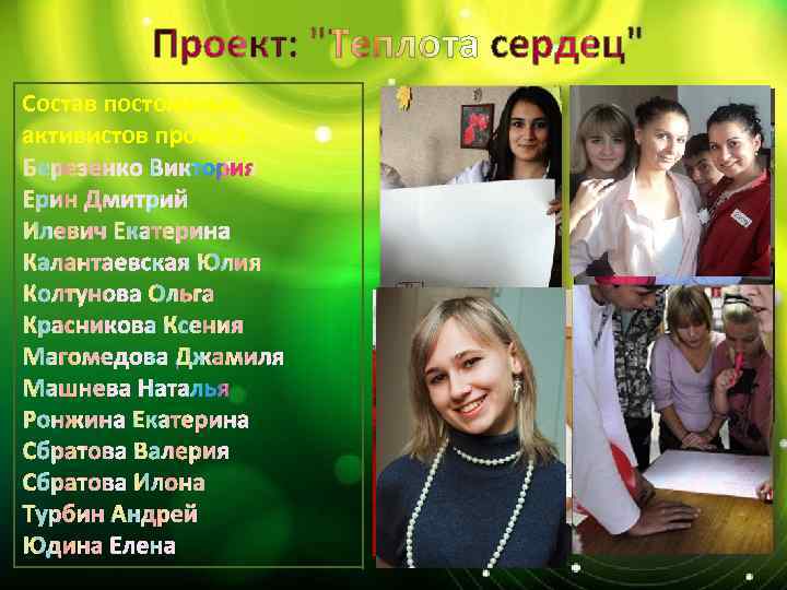 Состав постоянных активистов проекта: 