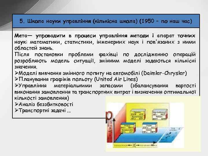 5. Школа науки управління (кількісна школа) (1950 – по наш час) Мета— упровадити в