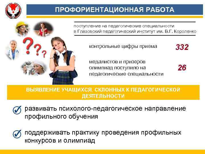 ПРОФОРИЕНТАЦИОННАЯ РАБОТА поступление на педагогические специальности в Глазовский педагогический институт им. В. Г. Короленко