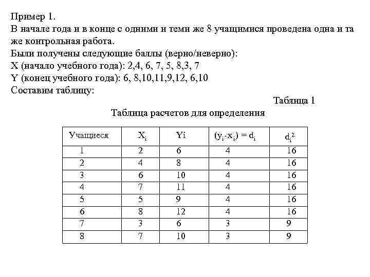 Пример 1. В начале года и в конце с одними и теми же 8