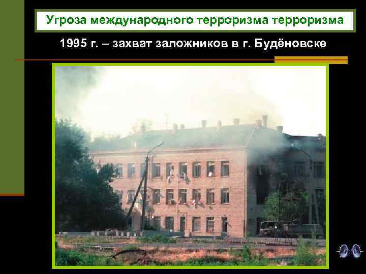 Угроза международного терроризма 1995 г. – захват заложников в г. Будёновске 