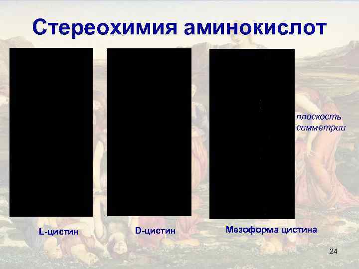 Стереохимия аминокислот плоскость симметрии L-цистин D-цистин Мезоформа цистина 24 