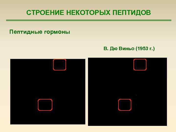 СТРОЕНИЕ НЕКОТОРЫХ ПЕПТИДОВ Пептидные гормоны В. Дю Виньо (1953 г. ) 32 